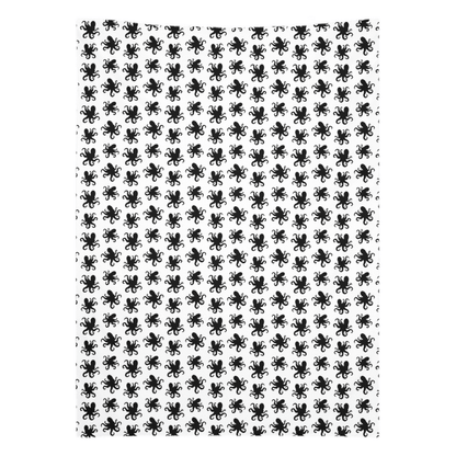 Octopus wall tapestry with black and white design, perfect for fish décor and adding a unique touch to any room.