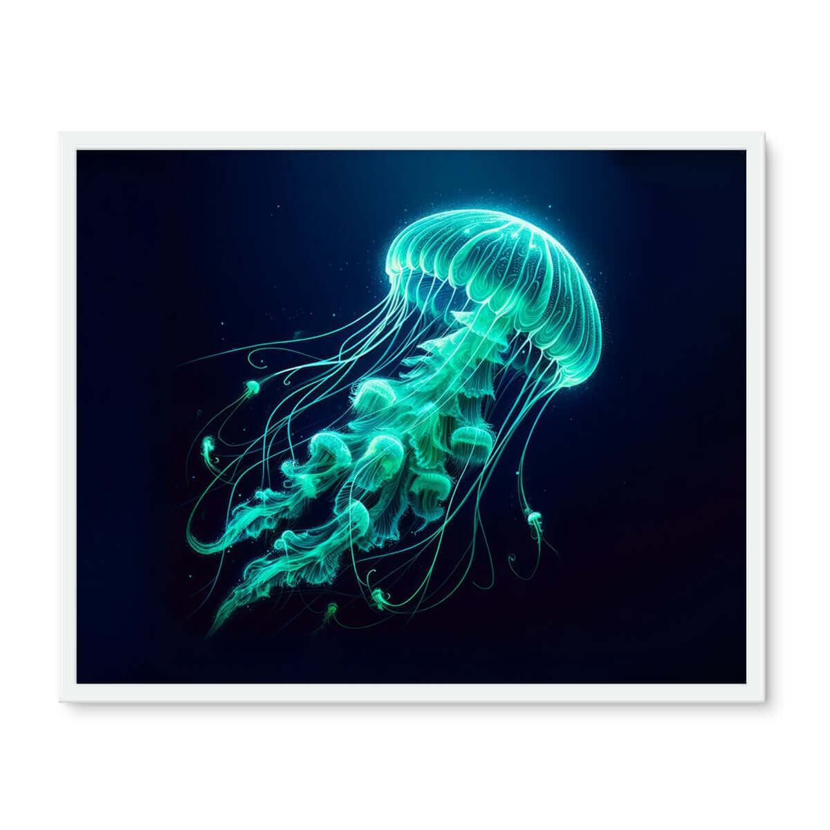 Glowing Jellyfish | Framed Wall Art Tile