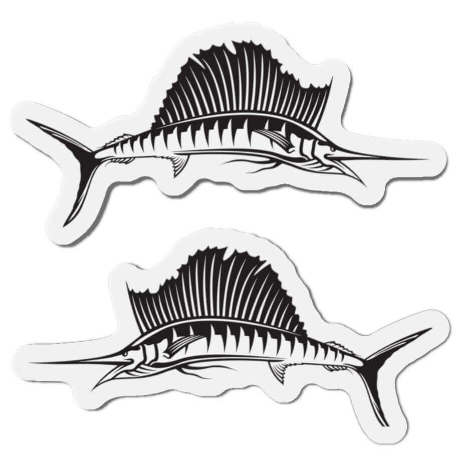 Sailfish magnets with left and right-facing designs, perfect for fun fish décor and fishing fridge magnets.