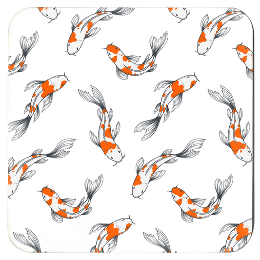 Koi Fish | Coasters | Set of 6 | White