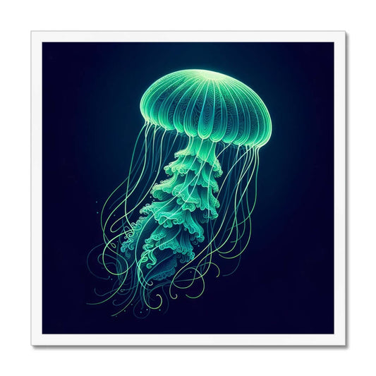 Glowing Green Jellyfish | Framed Print