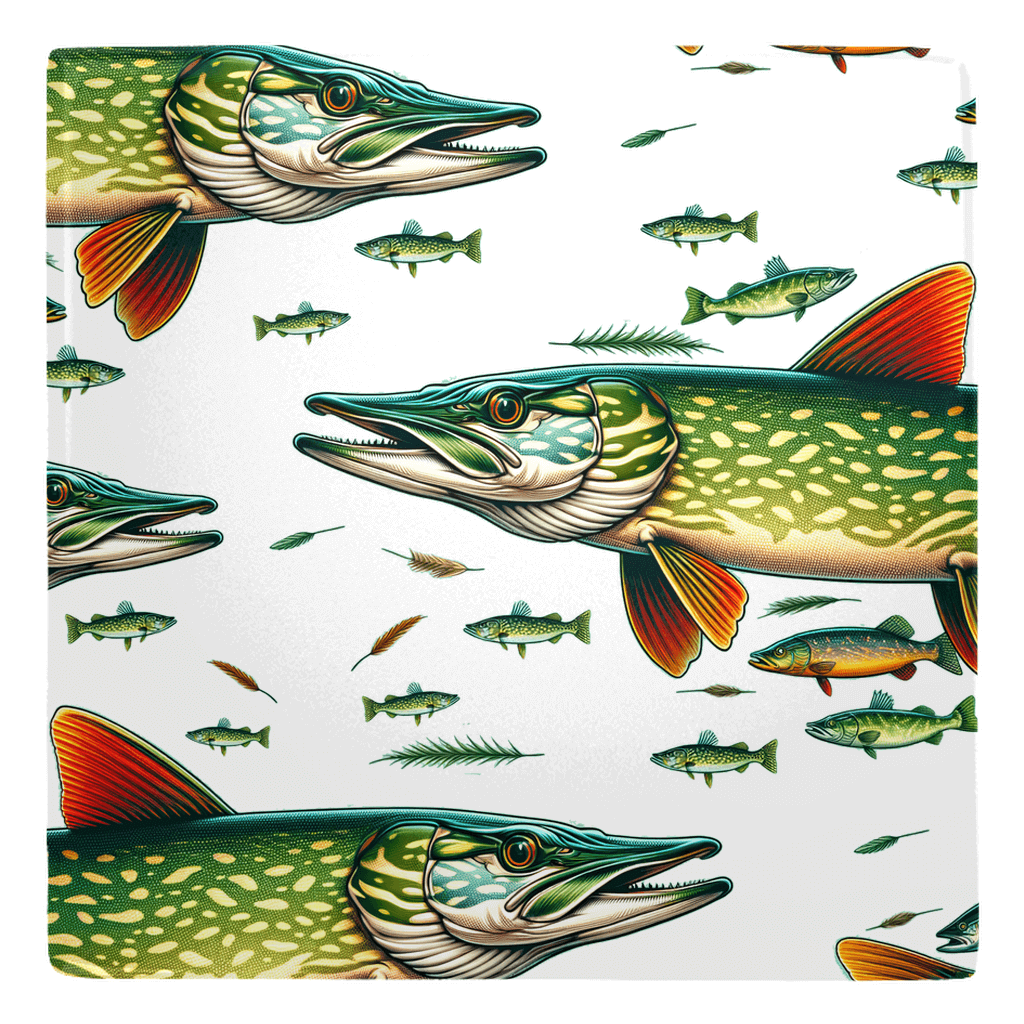 Northern Pike fish décor magnets in vibrant colors on a white background