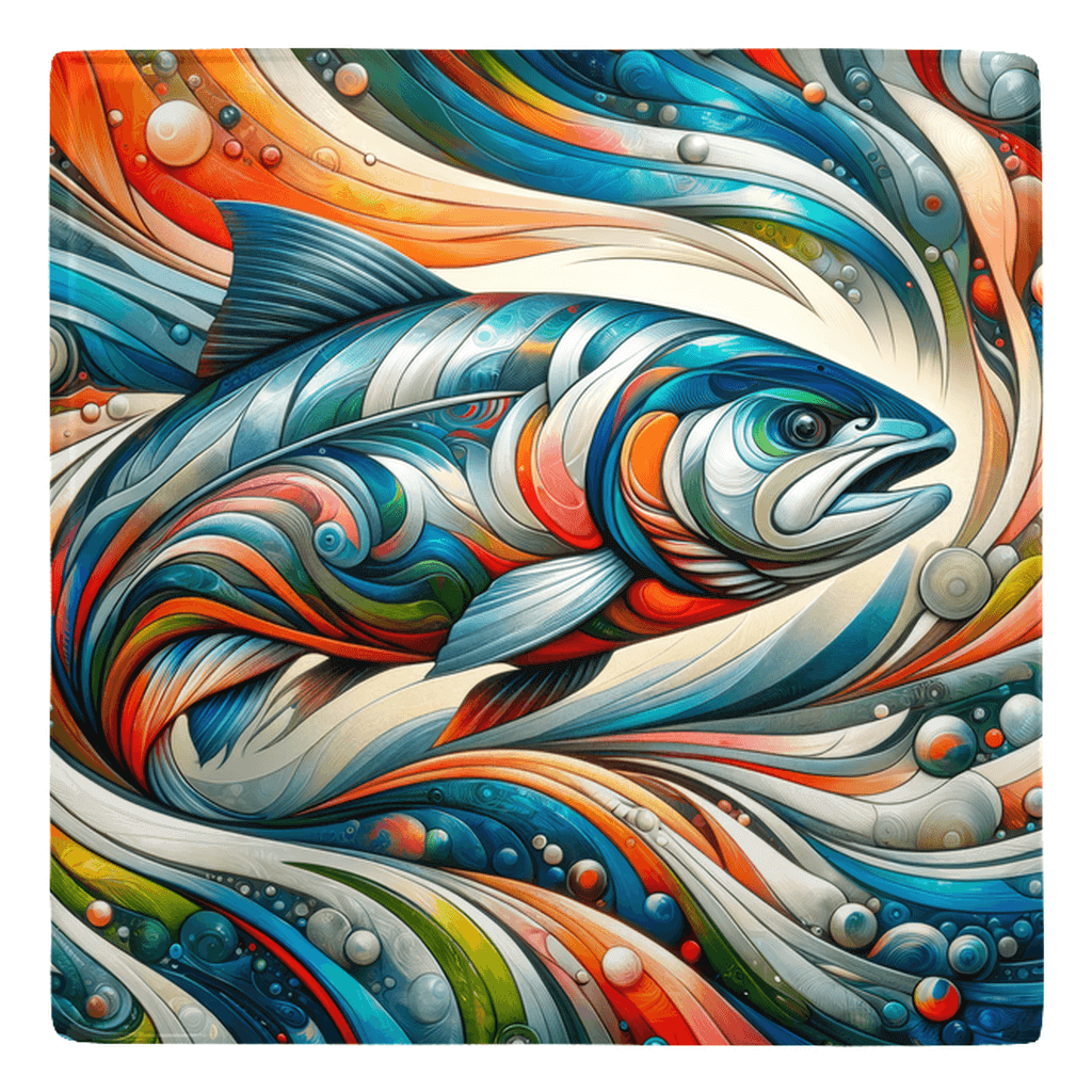 Colorful trout abstract metal magnet for fun fish décor.