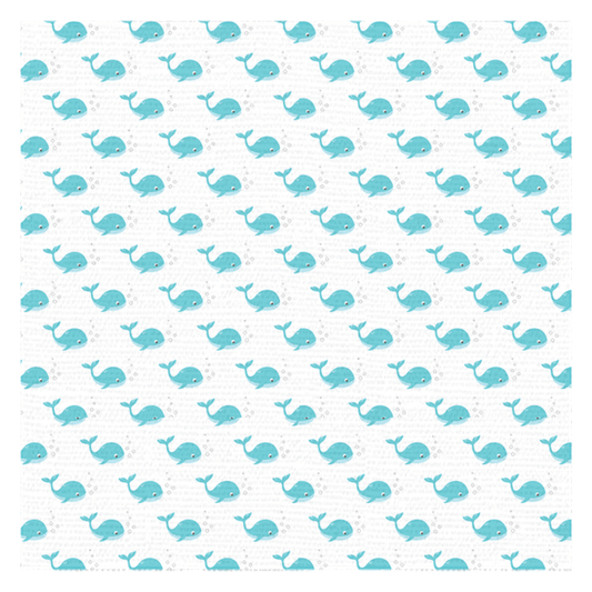 Adorable whale pattern tablecloth with blue whales, perfect for adding a coastal touch to your dining table.