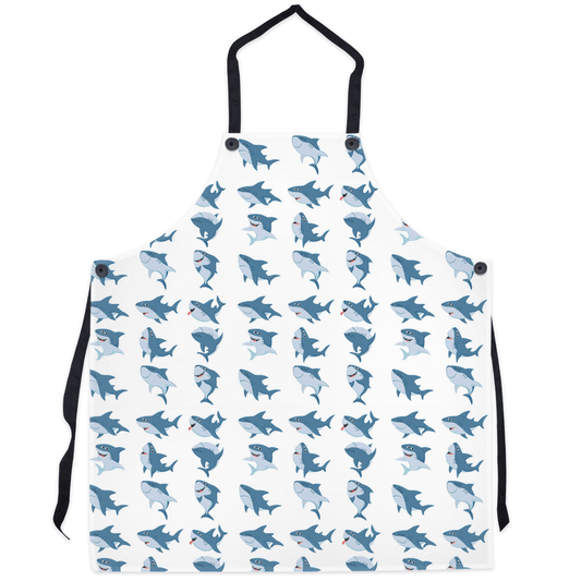 Cute shark pattern apron with playful marine life design for cooking fun