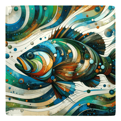 Vibrant abstract fish décor magnet with colorful swirls and dots.