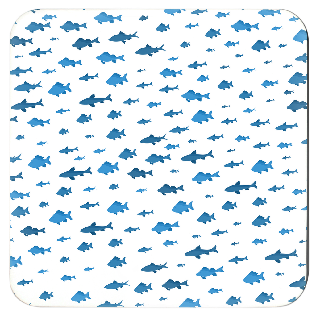 Fish and Shark | Coasters | Set of 6 | White