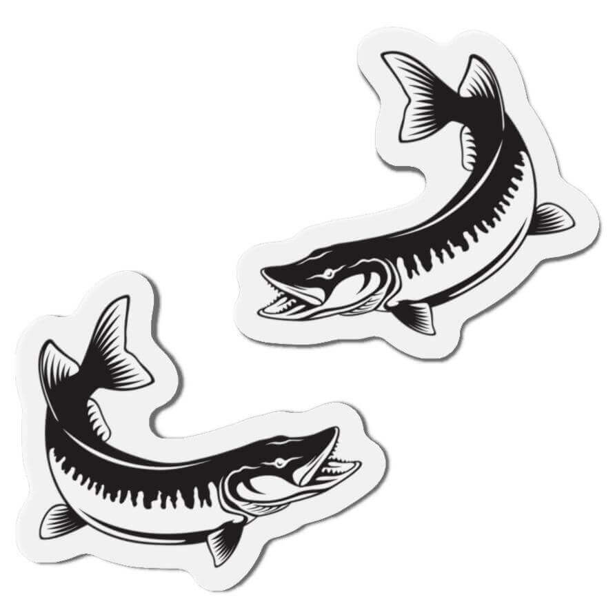 Muskellunge fish shaped magnets for fishing fans, fun fridge décor