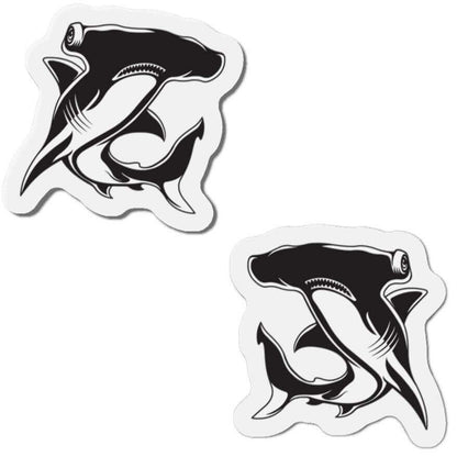 Hammerhead Shark fish shaped magnets with left and right-facing designs, perfect for fun kitchen décor and fish fridge enthusiasts.