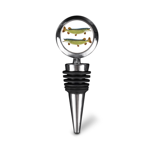 Northern Pike Bottle Stopper on white background.