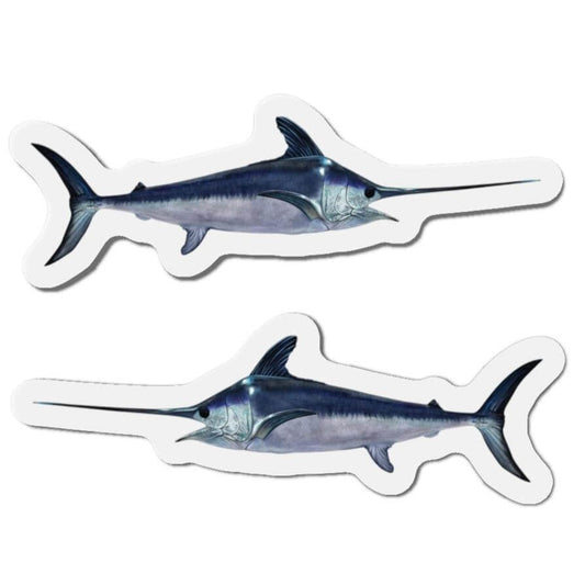 Swordfish-shaped fridge magnets with left and right-facing designs for fish décor.