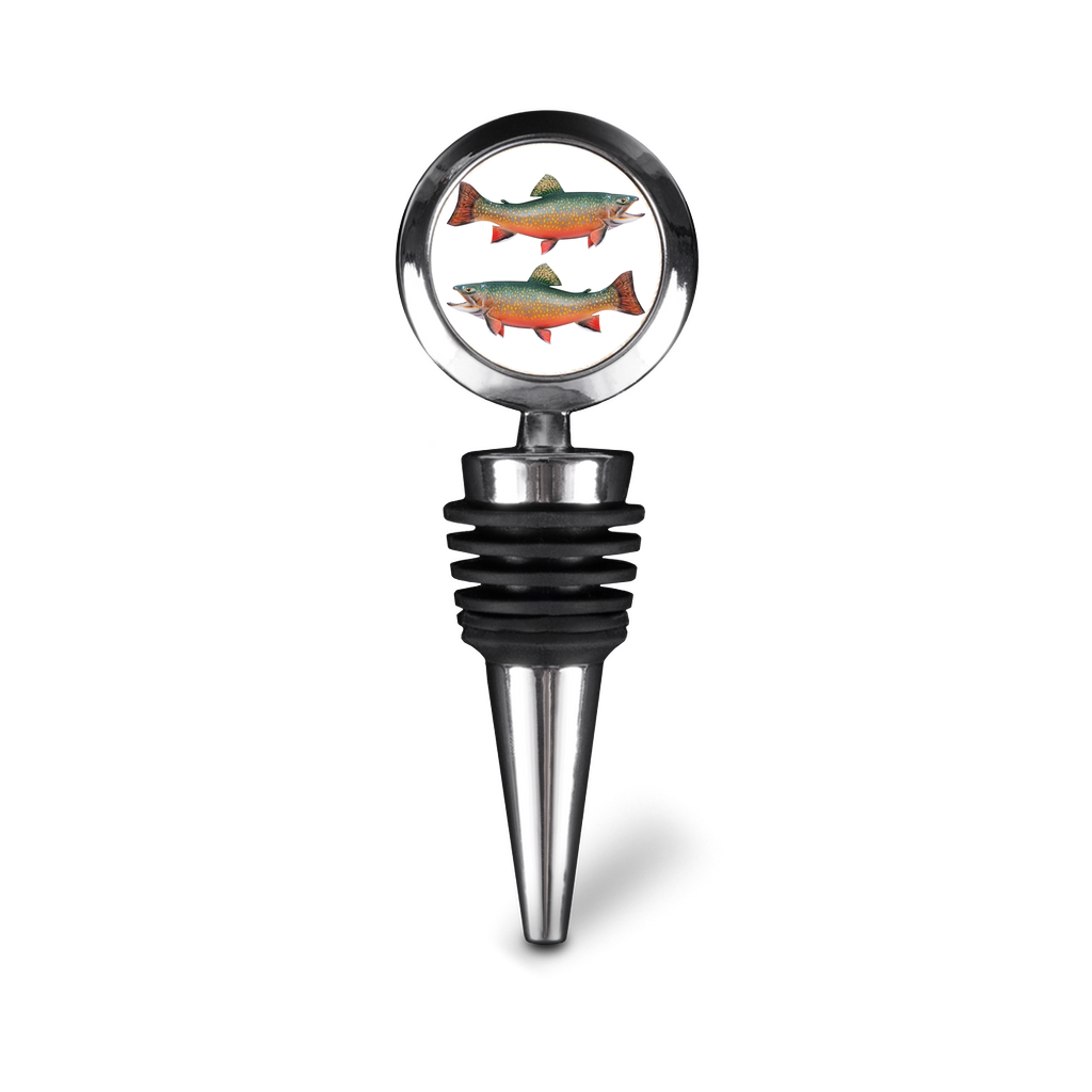 Brook Trout Bottle Stopper on white background.