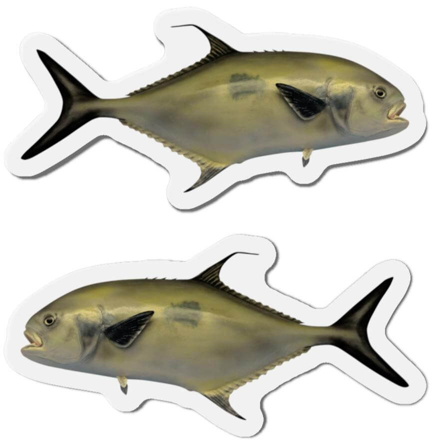 Florida Pompano fish shaped magnets with left and right-facing designs, perfect for fish fridge décor and fishing enthusiasts.