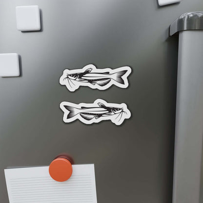 Channel Catfish magnets on a fridge, perfect fish décor for fishing fans and lovers of fun kitchen magnets.