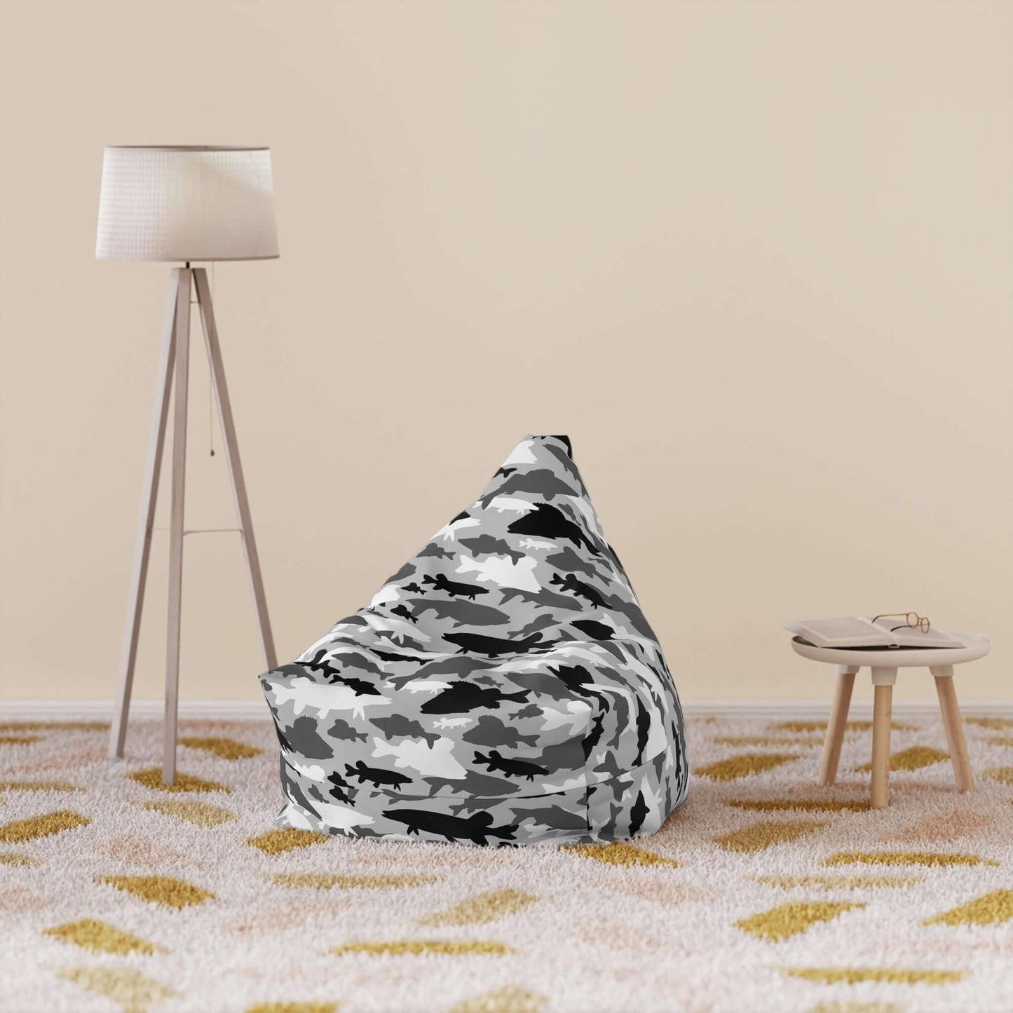 Fish Camo | Bean Bag Chair Cover | Grey