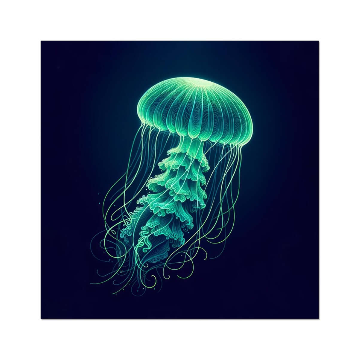 Glowing Green Jellyfish | Art Print