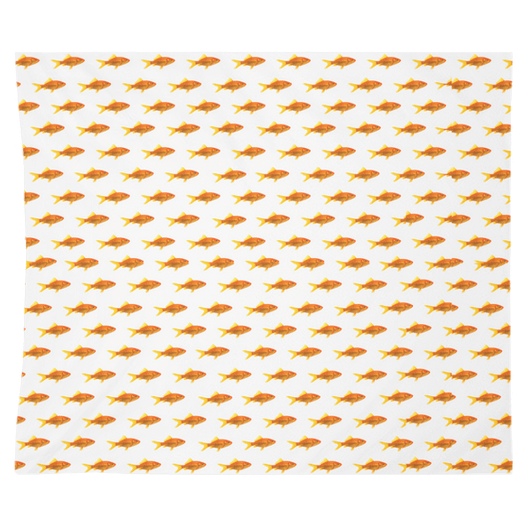 Vibrant goldfish wall tapestry design adds charm to your space.