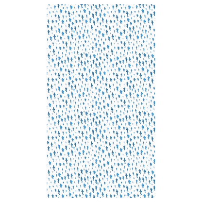 Fish and Shark Design tablecloth with blue aquatic pattern on white background