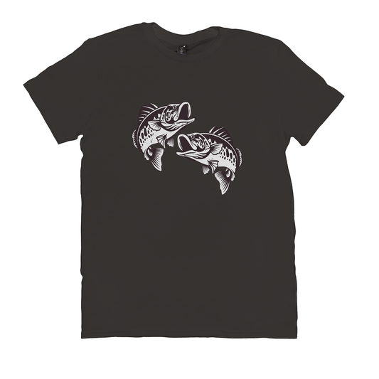 Smallmouth Bass T-Shirt with black and white fish design for fishing enthusiasts