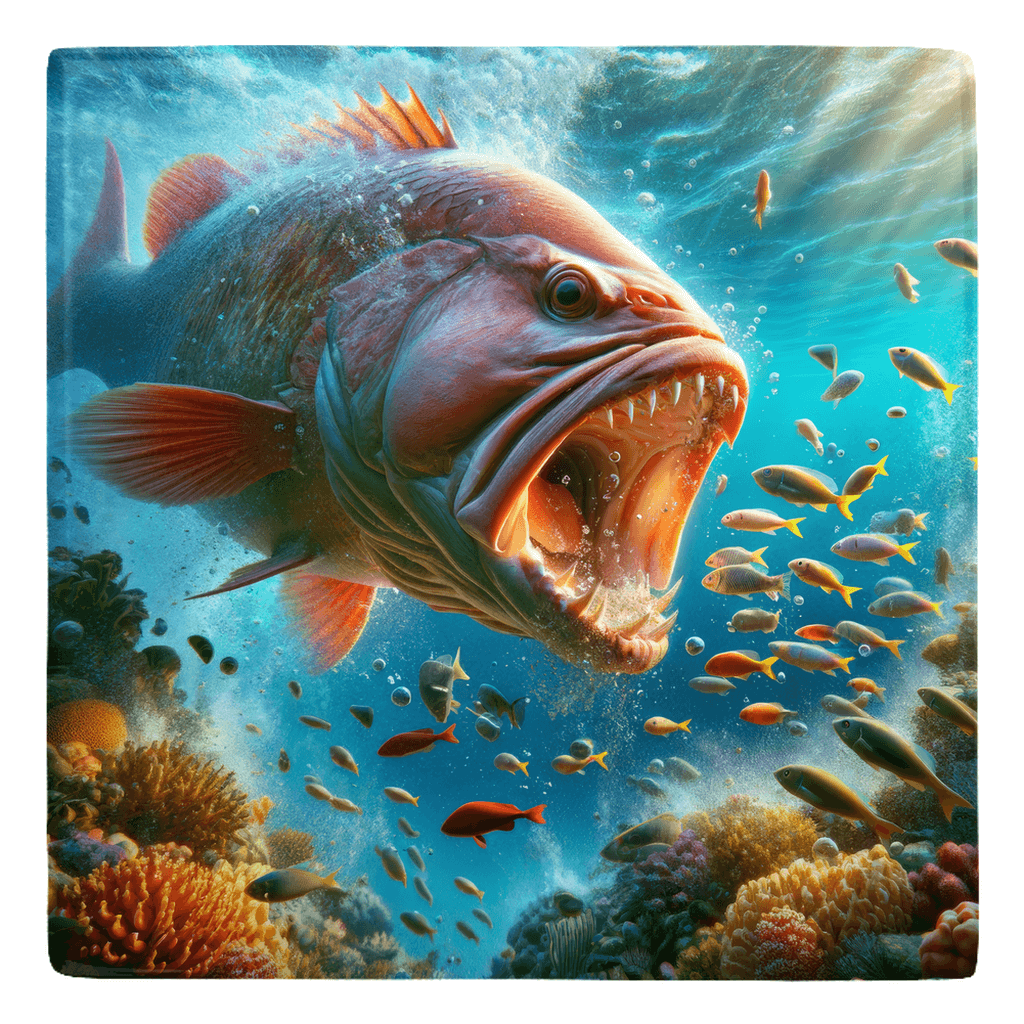 Vibrant fish décor metal magnet depicting an underwater scene in a vibrant ocean.