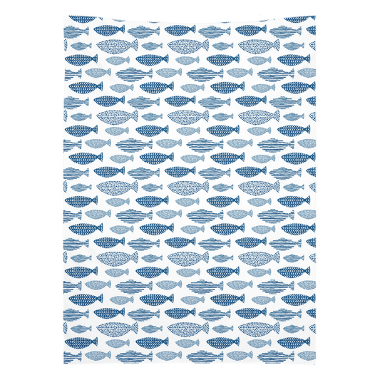 Blue and white fish design wall tapestry for unique home decor.