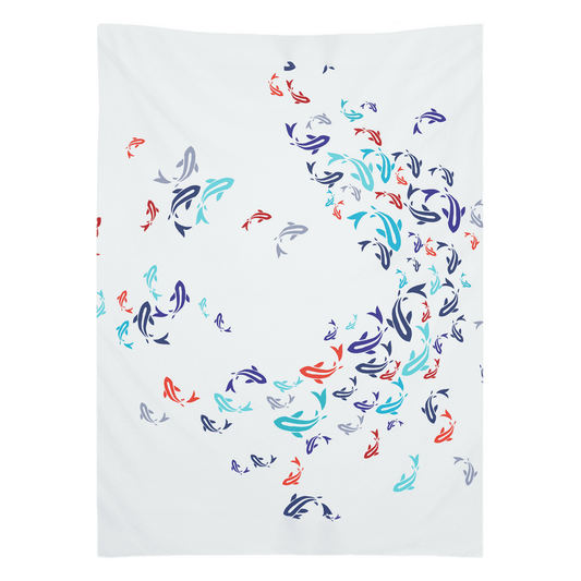 Colorful Carp Koi Fish Wall Tapestry with Vibrant Design and Hand-Sewn Edges