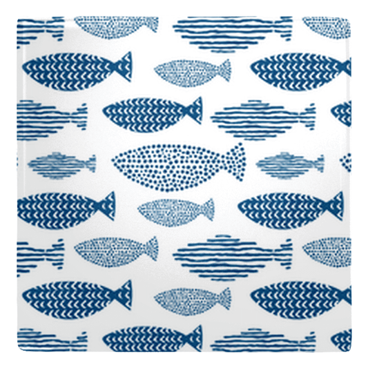 Blue fish décor pattern with charming, nautical fish shapes ideal for adding a fun touch to your kitchen or fridge.