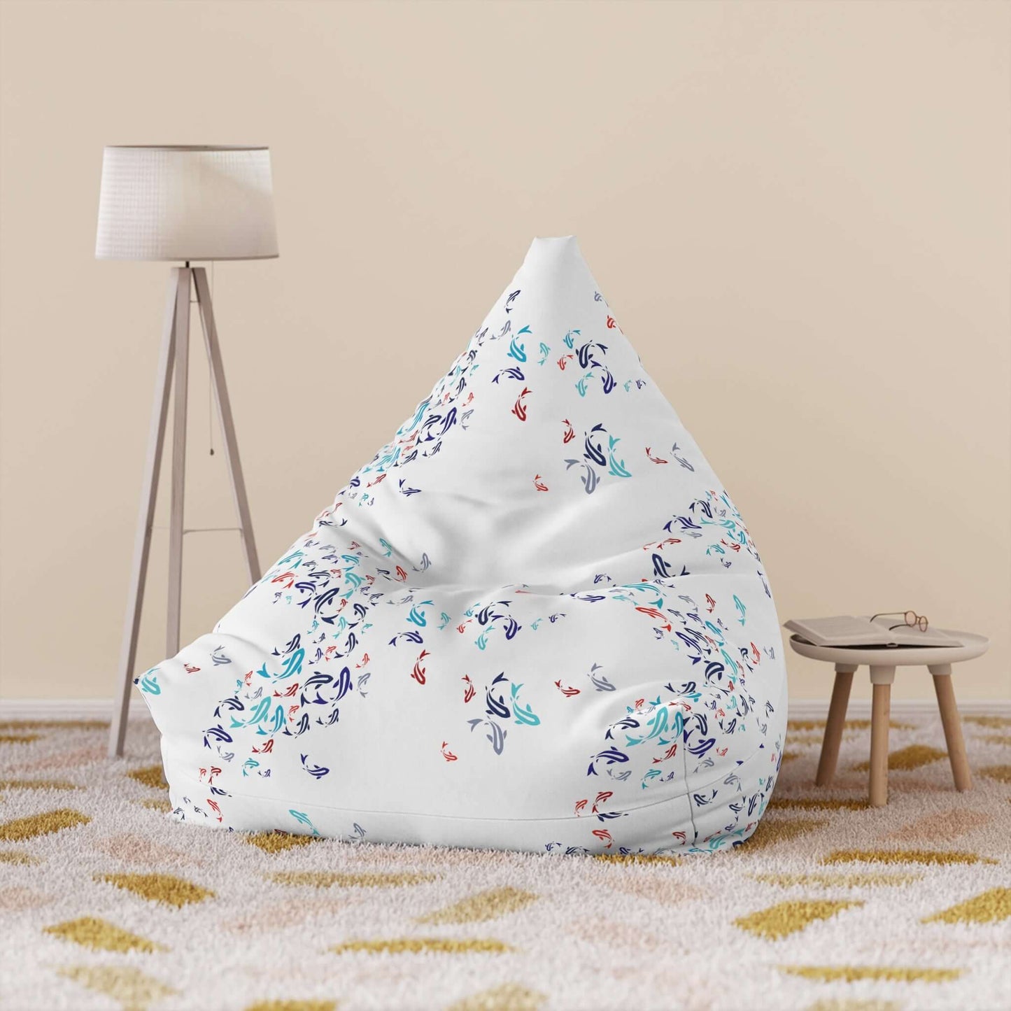 Koi and Carp Swirl | Bean Bag Chair Cover | White