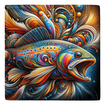 Colorful trout abstract design on a stylish fish shaped magnet for vibrant fish décor.