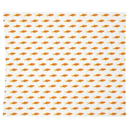 Vibrant goldfish wall tapestry with hand-sewn edges, perfect fish themed wall art for any room.