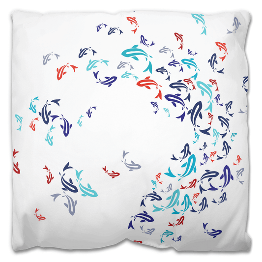 Koi and Carp Swirl | Outdoor Pillow | White