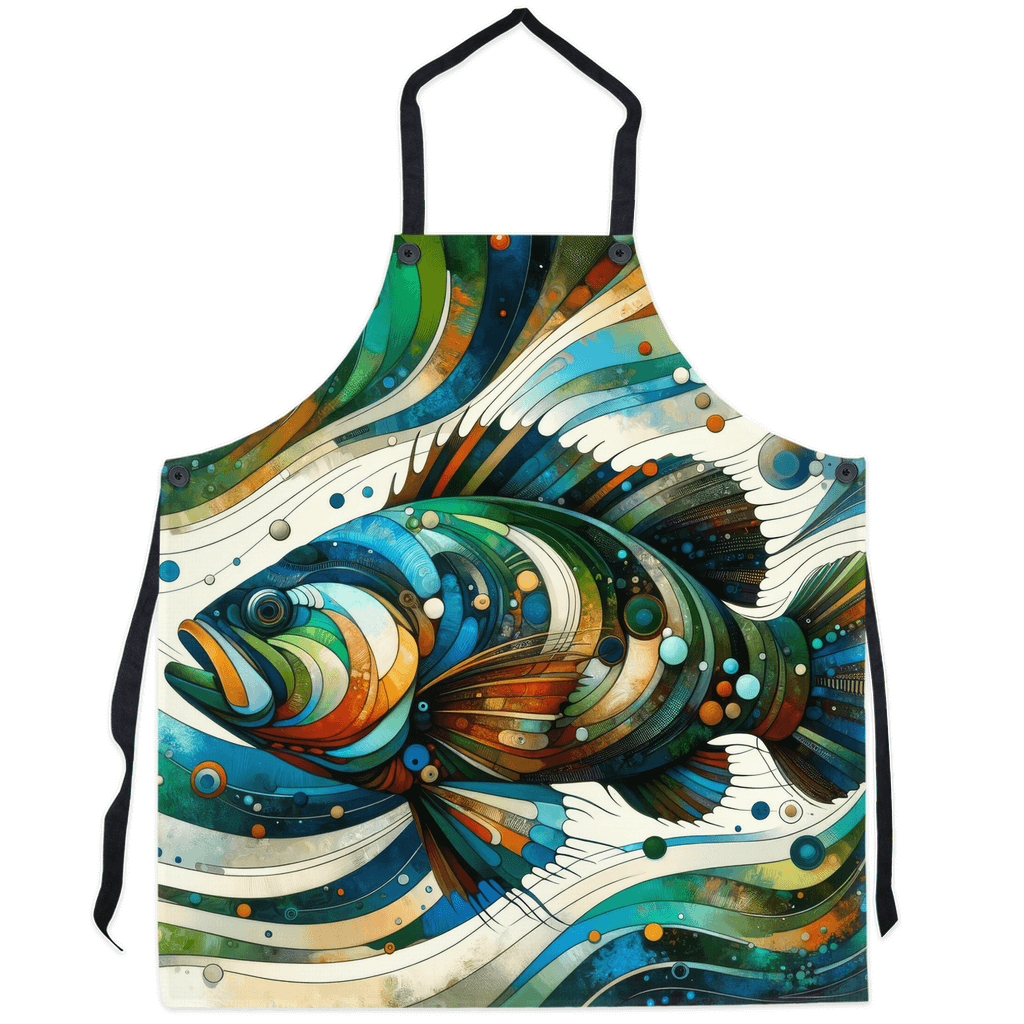 Colorful Grouper apron with vibrant underwater design for ocean lovers and fishing enthusiasts.