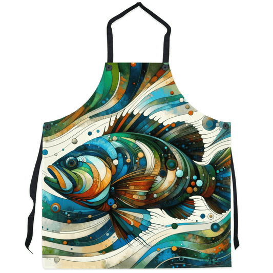 Colorful Grouper apron with vibrant underwater design for ocean lovers and fishing enthusiasts.