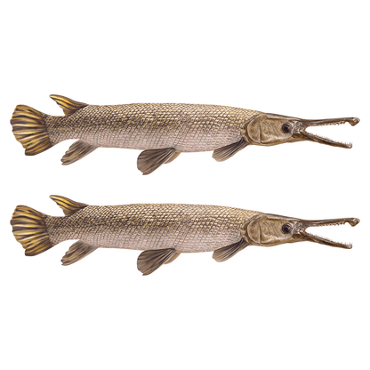 Alligator Gar fish wall decals with right and left facing options on white background