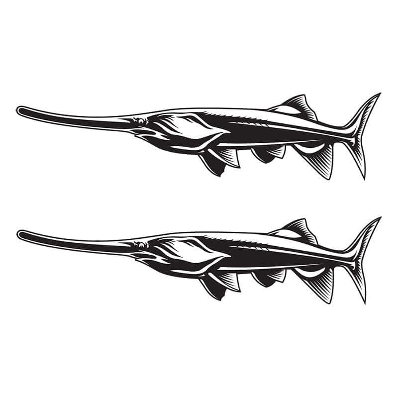 Paddlefish decals left facing x 2.