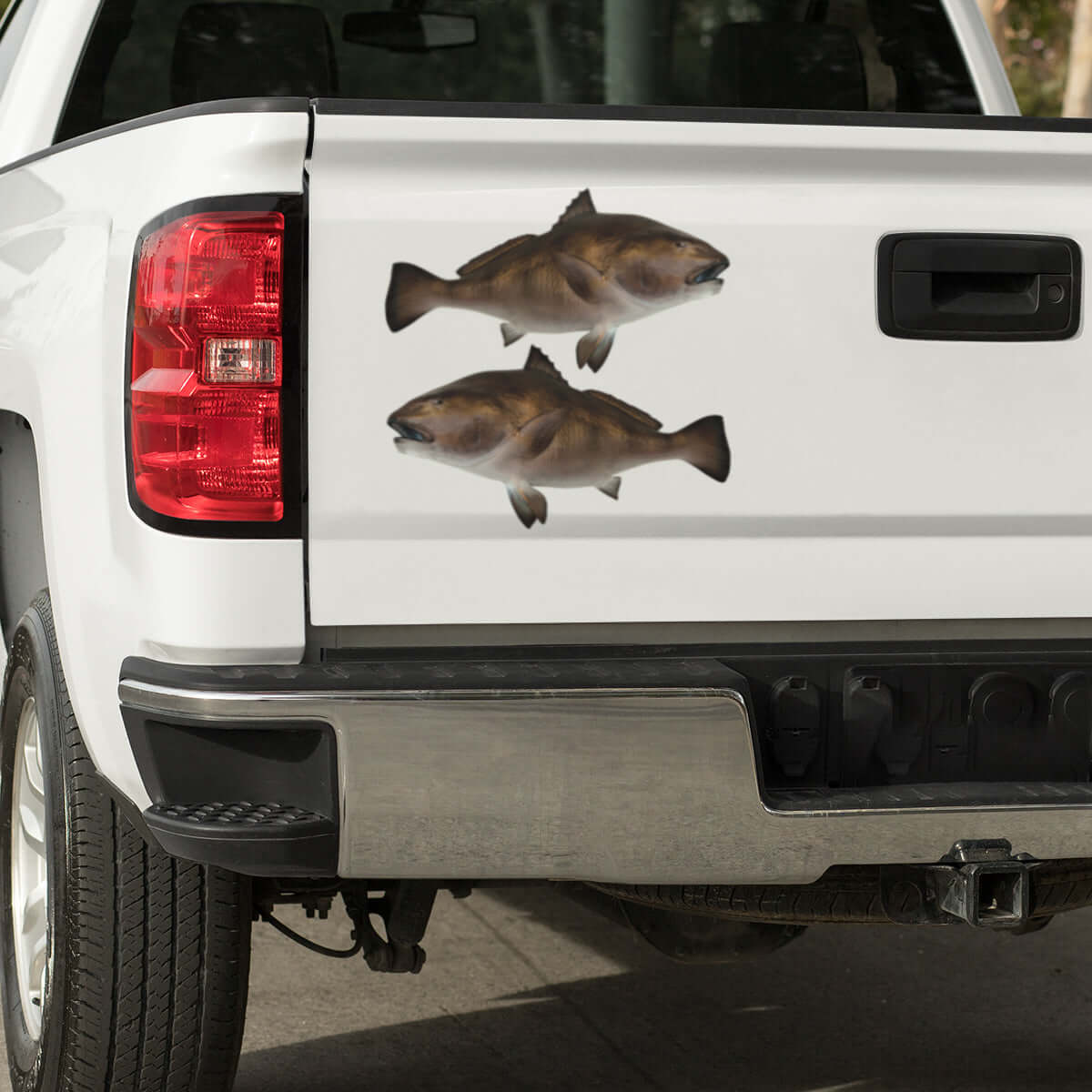 Large Black Drum decals on a truck.