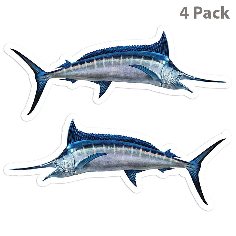 Blue Marlin 5 inch 4 sticker pack.