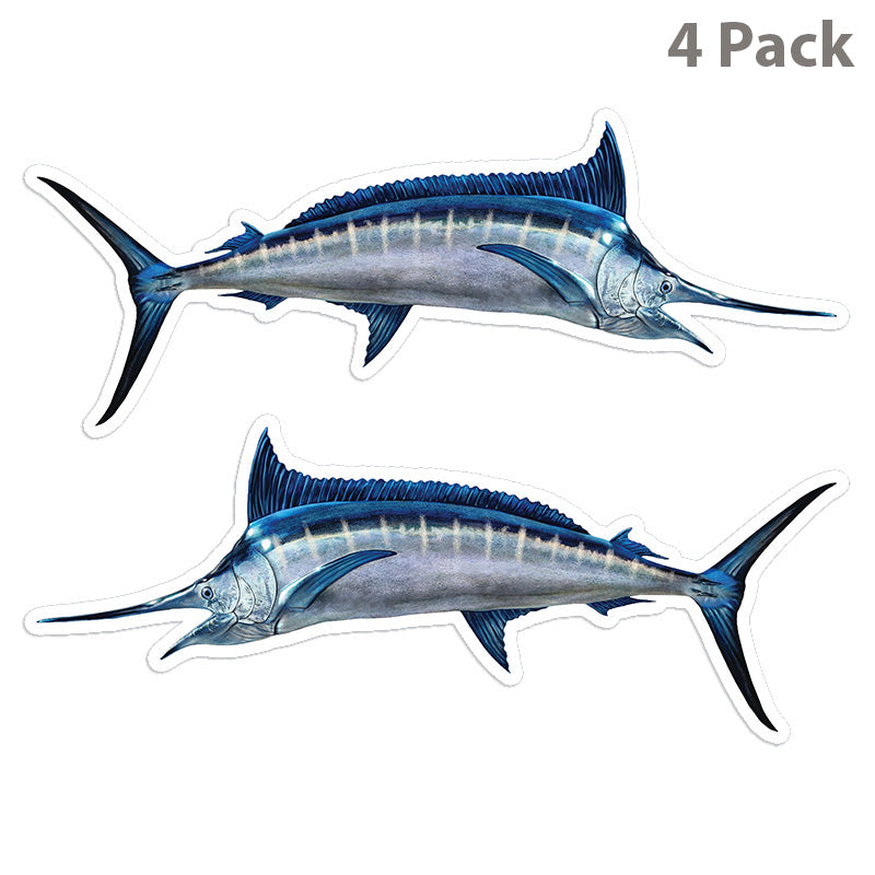 Blue Marlin 8 inch 4 sticker pack.