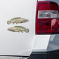 Bowfin stickers on a truck.
