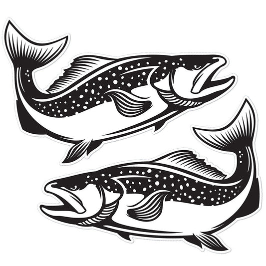 Brown Trout 14 inch stickers, black and white, left and right facing.
