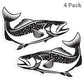 Brown Trout 5 inch stickers, black and white, 4 pack.