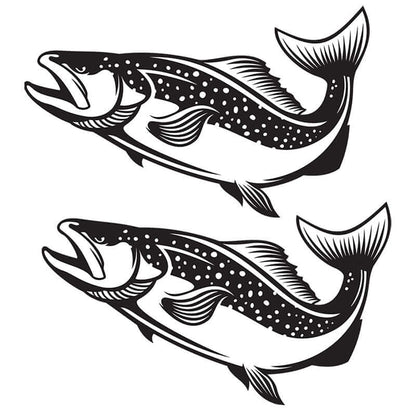 Brown Trout fish wall decals in black, available in 40"-70", left facing and right facing.