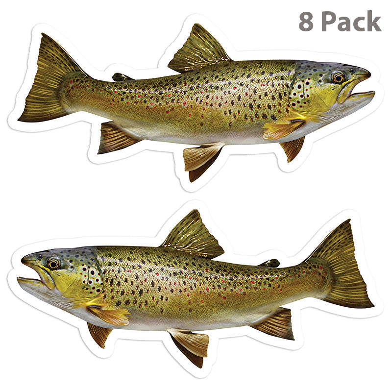 Brown Trout 5 inch stickers 8 pack.