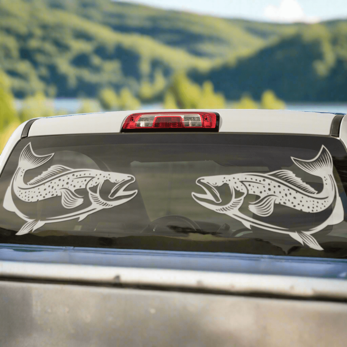 Custom brown trout fish decals for cars, fully customizable, 14"-70", weatherproof fishing stickers, cool fish decals.