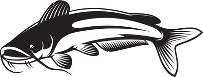 Black and white catfish wall decal, 40"-70" customizable, perfect for fish wall decals, add text options for unique decor.