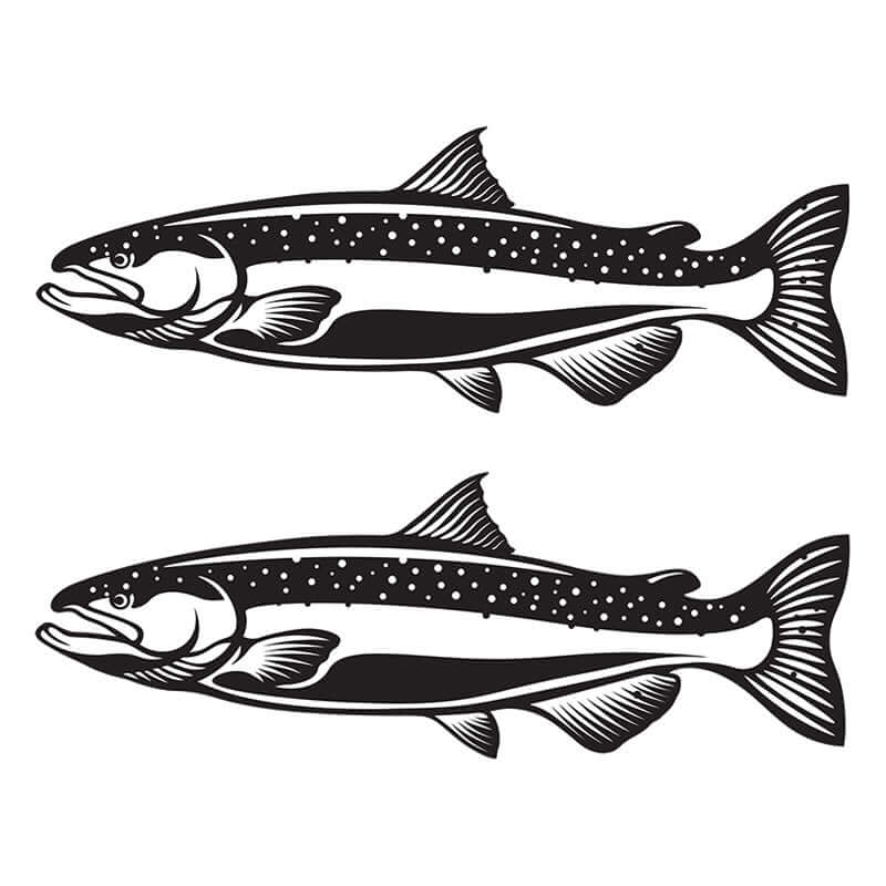 Chinook salmon fishing wall decals in black and white for fish enthusiasts