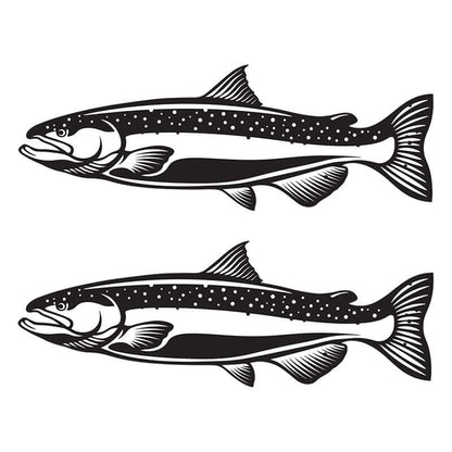 Chinook salmon fishing wall decals in black and white for fish enthusiasts