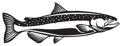 Chinook Salmon fish wall decal in matte black 40"-70" size