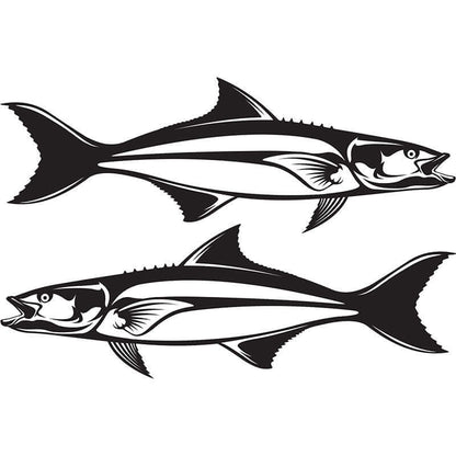 Black and white cobia fish wall decals; available in various sizes; perfect for fish wall stickers for bedroom decor.