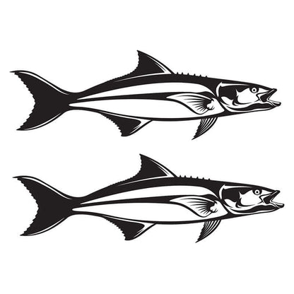 Black and white Cobia fish wall decals, available in various sizes from 40"-70", perfect for fish enthusiasts and customizable wall decor.